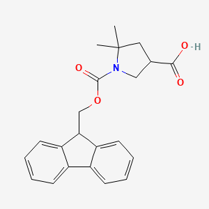 molecular formula C22H23NO4 B2938155 1-(9H-Fluoren-9-ylmethoxycarbonyl)-5,5-dimethylpyrrolidine-3-carboxylic acid CAS No. 2411219-51-5