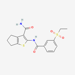 molecular formula C17H18N2O4S2 B2938157 2-(3-(ethylsulfonyl)benzamido)-5,6-dihydro-4H-cyclopenta[b]thiophene-3-carboxamide CAS No. 886917-81-3