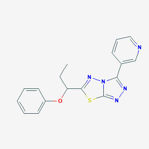 molecular formula C17H15N5OS B293816 6-(1-Phenoxypropyl)-3-(pyridin-3-yl)[1,2,4]triazolo[3,4-b][1,3,4]thiadiazole 