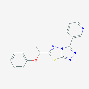 molecular formula C16H13N5OS B293817 6-(1-Phenoxyethyl)-3-(pyridin-3-yl)[1,2,4]triazolo[3,4-b][1,3,4]thiadiazole 