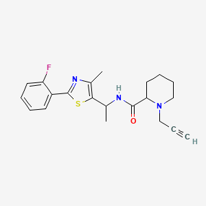 N-{1-[2-(2-fluorophenyl)-4-methyl-1,3-thiazol-5-yl]ethyl}-1-(prop-2-yn-1-yl)piperidine-2-carboxamide