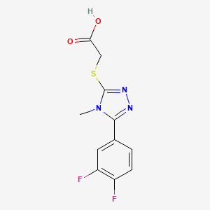 molecular formula C11H9F2N3O2S B2938181 2-[[5-(3,4-Difluorophenyl)-4-methyl-1,2,4-triazol-3-yl]sulfanyl]acetic acid CAS No. 1558532-01-6