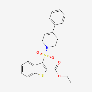 molecular formula C22H21NO4S2 B2938194 ethyl 3-[(4-phenyl-3,6-dihydropyridin-1(2H)-yl)sulfonyl]-1-benzothiophene-2-carboxylate CAS No. 932354-27-3