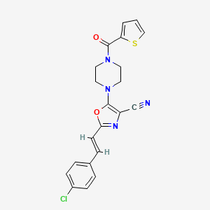 (E)-2-(4-chlorostyryl)-5-(4-(thiophene-2-carbonyl)piperazin-1-yl)oxazole-4-carbonitrile