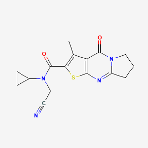 molecular formula C16H16N4O2S B2938210 N-(氰基甲基)-N-环丙基-4-甲基-2-氧代-6-硫代-1,8-二氮杂三环[7.3.0.03,7]十二-3(7),4,8-三烯-5-甲酰胺 CAS No. 2418723-31-4