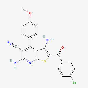 molecular formula C22H15ClN4O2S B2938227 3,6-二氨基-2-(4-氯苯甲酰基)-4-(4-甲氧基苯基)噻吩并[2,3-b]吡啶-5-腈 CAS No. 361477-98-7