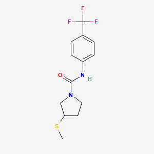 molecular formula C13H15F3N2OS B2938235 3-(methylthio)-N-(4-(trifluoromethyl)phenyl)pyrrolidine-1-carboxamide CAS No. 1795442-41-9