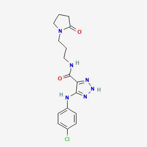 molecular formula C16H19ClN6O2 B2938243 5-((4-chlorophenyl)amino)-N-(3-(2-oxopyrrolidin-1-yl)propyl)-1H-1,2,3-triazole-4-carboxamide CAS No. 1291853-65-0