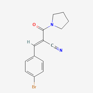 molecular formula C14H13BrN2O B2938247 (E)-3-(4-bromophenyl)-2-(pyrrolidine-1-carbonyl)prop-2-enenitrile CAS No. 454176-48-8