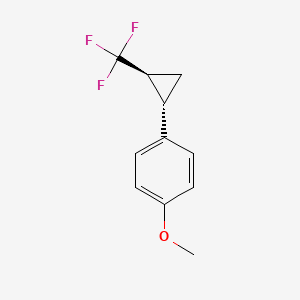 molecular formula C11H11F3O B2938254 (+/-)-1-Methoxy-4-(trans-2-(trifluoromethyl)cyclopropyl)benzene CAS No. 900779-69-3