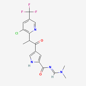 molecular formula C17H16ClF3N4O2 B2938263 4-(2-(3-Chloro-5-(trifluoromethyl)-2-pyridinyl)propanoyl)-N-((dimethylamino)methylene)-1h-pyrrole-2-carboxamide CAS No. 339099-73-9