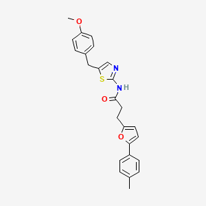 molecular formula C25H24N2O3S B2938271 N-[5-(4-methoxybenzyl)-1,3-thiazol-2-yl]-3-[5-(4-methylphenyl)furan-2-yl]propanamide CAS No. 950269-54-2