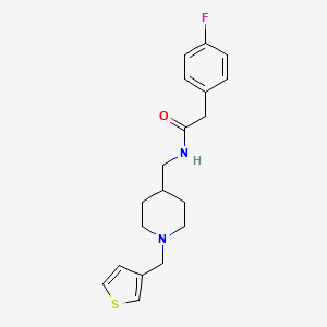 molecular formula C19H23FN2OS B2938274 2-(4-fluorophenyl)-N-((1-(thiophen-3-ylmethyl)piperidin-4-yl)methyl)acetamide CAS No. 1234884-82-2