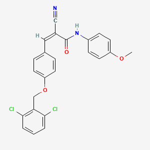 molecular formula C24H18Cl2N2O3 B2938279 (Z)-2-Cyano-3-[4-[(2,6-dichlorophenyl)methoxy]phenyl]-N-(4-methoxyphenyl)prop-2-enamide CAS No. 380478-40-0