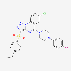 molecular formula C27H24ClFN6O2S B2938280 7-Chloro-3-[(4-ethylphenyl)sulfonyl]-5-[4-(4-fluorophenyl)piperazin-1-yl][1,2,3]triazolo[1,5-a]quinazoline CAS No. 893788-48-2