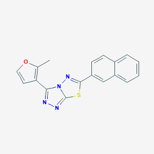 molecular formula C18H12N4OS B293829 3-(2-Methyl-3-furyl)-6-(2-naphthyl)[1,2,4]triazolo[3,4-b][1,3,4]thiadiazole 