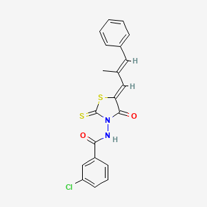 3-chloro-N-((Z)-5-((E)-2-methyl-3-phenylallylidene)-4-oxo-2-thioxothiazolidin-3-yl)benzamide