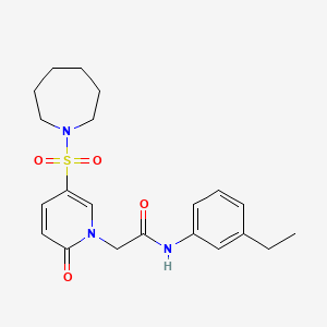 molecular formula C21H27N3O4S B2938307 2-[5-(azepan-1-ylsulfonyl)-2-oxopyridin-1(2H)-yl]-N-(3-ethylphenyl)acetamide CAS No. 1359644-26-0