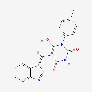 molecular formula C20H15N3O3 B2938316 5-(1H-Indol-3-ylmethylene)-1-p-tolyl-pyrimidine-2,4,6-trione CAS No. 313232-16-5