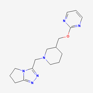 molecular formula C16H22N6O B2938318 3-[[3-(Pyrimidin-2-yloxymethyl)piperidin-1-yl]methyl]-6,7-dihydro-5H-pyrrolo[2,1-c][1,2,4]triazole CAS No. 2380034-23-9
