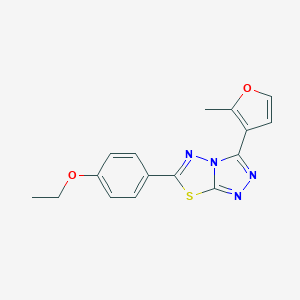 molecular formula C16H14N4O2S B293832 6-(4-Ethoxyphenyl)-3-(2-methylfuran-3-yl)[1,2,4]triazolo[3,4-b][1,3,4]thiadiazole 