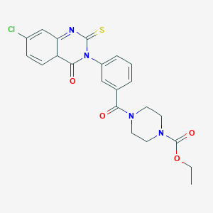 Ethyl 4-[3-(7-chloro-4-oxo-2-sulfanylidene-1,2,3,4-tetrahydroquinazolin-3-yl)benzoyl]piperazine-1-carboxylate