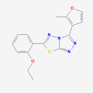molecular formula C16H14N4O2S B293833 6-(2-Ethoxyphenyl)-3-(2-methylfuran-3-yl)[1,2,4]triazolo[3,4-b][1,3,4]thiadiazole 
