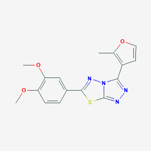 molecular formula C16H14N4O3S B293835 6-(3,4-Dimethoxyphenyl)-3-(2-methyl-3-furyl)[1,2,4]triazolo[3,4-b][1,3,4]thiadiazole 