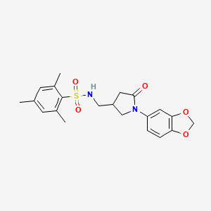 N-((1-(benzo[d][1,3]dioxol-5-yl)-5-oxopyrrolidin-3-yl)methyl)-2,4,6-trimethylbenzenesulfonamide