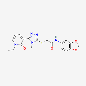 N-(benzo[d][1,3]dioxol-5-yl)-2-((5-(1-ethyl-2-oxo-1,2-dihydropyridin-3-yl)-4-methyl-4H-1,2,4-triazol-3-yl)thio)acetamide