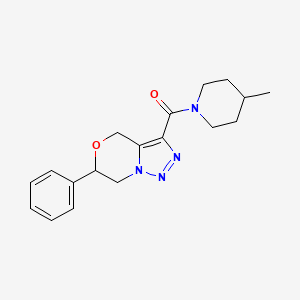 molecular formula C18H22N4O2 B2938360 3-[(4-methylpiperidin-1-yl)carbonyl]-6-phenyl-6,7-dihydro-4H-[1,2,3]triazolo[5,1-c][1,4]oxazine CAS No. 2108268-21-7