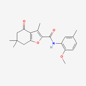 molecular formula C20H23NO4 B2938362 N-(2-methoxy-5-methylphenyl)-3,6,6-trimethyl-4-oxo-5,7-dihydro-1-benzofuran-2-carboxamide CAS No. 627843-39-4