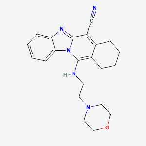 molecular formula C22H25N5O B2938372 11-[2-(4-吗啉基)乙胺基]-7,8,9,10-四氢苯并咪唑并[1,2-b]异喹啉-6-腈 CAS No. 459190-87-5