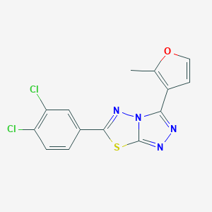 molecular formula C14H8Cl2N4OS B293838 6-(3,4-Dichlorophenyl)-3-(2-methyl-3-furyl)[1,2,4]triazolo[3,4-b][1,3,4]thiadiazole 
