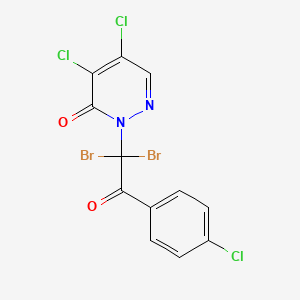 molecular formula C12H5Br2Cl3N2O2 B2938380 4,5-dichloro-2-[1,1-dibromo-2-(4-chlorophenyl)-2-oxoethyl]-3(2H)-pyridazinone CAS No. 320423-93-6