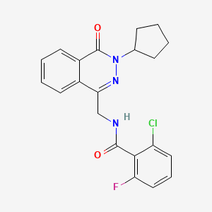 molecular formula C21H19ClFN3O2 B2938390 2-chloro-N-((3-cyclopentyl-4-oxo-3,4-dihydrophthalazin-1-yl)methyl)-6-fluorobenzamide CAS No. 1421476-92-7