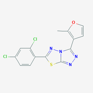 molecular formula C14H8Cl2N4OS B293840 6-(2,4-Dichlorophenyl)-3-(2-methyl-3-furyl)[1,2,4]triazolo[3,4-b][1,3,4]thiadiazole 