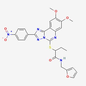 2-((8,9-dimethoxy-2-(4-nitrophenyl)-[1,2,4]triazolo[1,5-c]quinazolin-5-yl)thio)-N-(furan-2-ylmethyl)butanamide