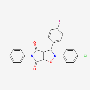 molecular formula C23H16ClFN2O3 B2938428 2-(4-氯苯基)-3-(4-氟苯基)-5-苯基二氢-2H-吡咯并[3,4-d]异恶唑-4,6(5H,6aH)-二酮 CAS No. 355115-35-4