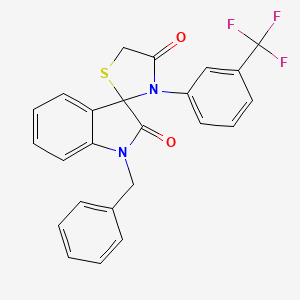molecular formula C24H17F3N2O2S B2938446 1'-Benzyl-3-[3-(trifluoromethyl)phenyl]spiro[1,3-thiazolidine-2,3'-indole]-2',4-dione CAS No. 338418-99-8