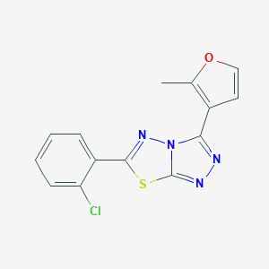 molecular formula C14H9ClN4OS B293845 6-(2-Chlorophenyl)-3-(2-methyl-3-furyl)[1,2,4]triazolo[3,4-b][1,3,4]thiadiazole 