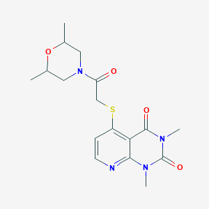 molecular formula C17H22N4O4S B2938450 5-((2-(2,6-dimethylmorpholino)-2-oxoethyl)thio)-1,3-dimethylpyrido[2,3-d]pyrimidine-2,4(1H,3H)-dione CAS No. 899960-65-7