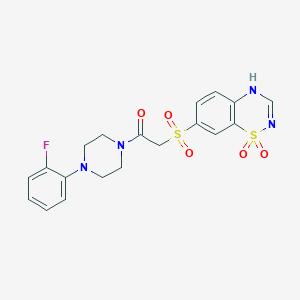 molecular formula C19H19FN4O5S2 B2938455 7-({2-[4-(2-氟苯基)哌嗪-1-基]-2-氧代乙基}磺酰基)-4H-1,2,4-苯并噻二嗪 1,1-二氧化物 CAS No. 946235-74-1