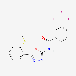 molecular formula C17H12F3N3O2S B2938458 N-[5-(2-methylsulfanylphenyl)-1,3,4-oxadiazol-2-yl]-3-(trifluoromethyl)benzamide CAS No. 898443-91-9