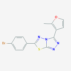 molecular formula C14H9BrN4OS B293846 6-(4-Bromophenyl)-3-(2-methylfuran-3-yl)[1,2,4]triazolo[3,4-b][1,3,4]thiadiazole 