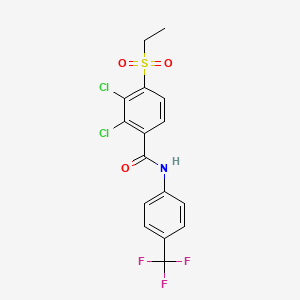 molecular formula C16H12Cl2F3NO3S B2938461 2,3-dichloro-4-(ethylsulfonyl)-N-[4-(trifluoromethyl)phenyl]benzenecarboxamide CAS No. 477867-71-3