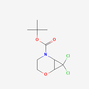 molecular formula C10H15Cl2NO3 B2938466 Tert-butyl 7,7-dichloro-2-oxa-5-azabicyclo[4.1.0]heptane-5-carboxylate CAS No. 2138112-98-6