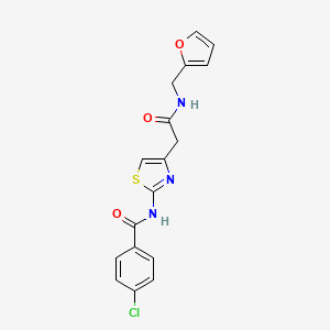 molecular formula C17H14ClN3O3S B2938467 4-chloro-N-(4-(2-((furan-2-ylmethyl)amino)-2-oxoethyl)thiazol-2-yl)benzamide CAS No. 921540-81-0