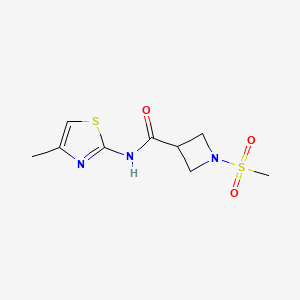molecular formula C9H13N3O3S2 B2938481 1-(methylsulfonyl)-N-(4-methylthiazol-2-yl)azetidine-3-carboxamide CAS No. 1448051-31-7