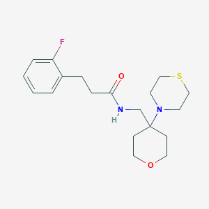 3-(2-Fluorophenyl)-N-[(4-thiomorpholin-4-yloxan-4-yl)methyl]propanamide